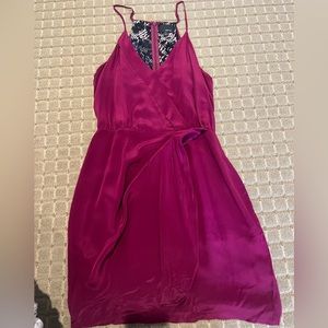 Greylin Magenta Sera Silk Cross Front Dress